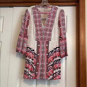 Free People Pink and Off White 3/4 Sleeve Dress